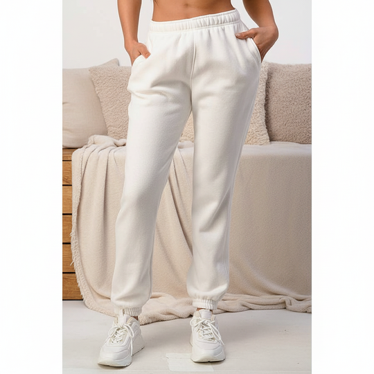 White Fleece Joggers