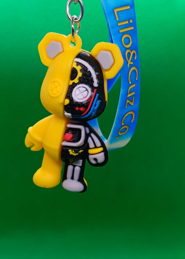 Yellow robot bear keychain