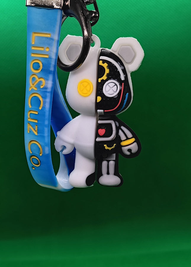 White robot bear keychain