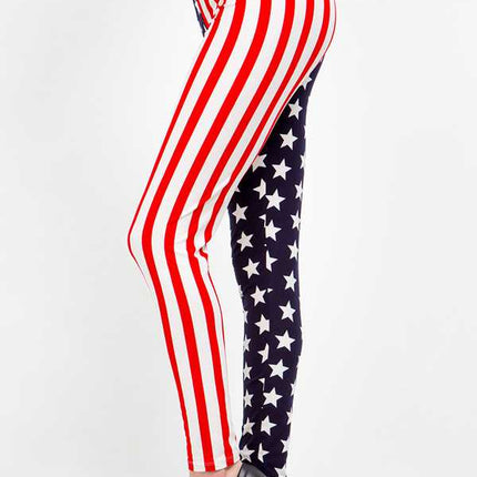 AMERICAN FLAG PRINT LEGGINGS: BLUE/RED