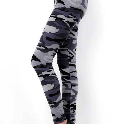 GREY CAMOUFLAGE PRINT LEGGINGS: GREY CAMO