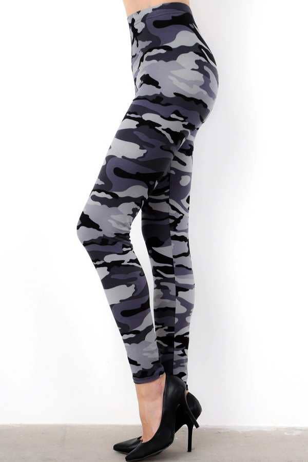 GREY CAMOUFLAGE PRINT LEGGINGS: GREY CAMO