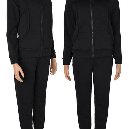 2PCS/SET HOODIE JACKET AND PANTS: Black