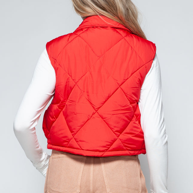 Snobbish Snap Down Quilted Crop Vest