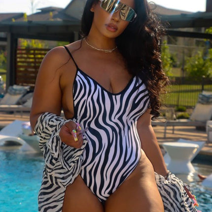 ONE-PIECE ZEBRA PRINT BATHING SUIT