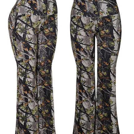 FLARE PANTS FOREST PRINT