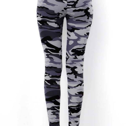 GREY CAMOUFLAGE PRINT LEGGINGS: GREY CAMO
