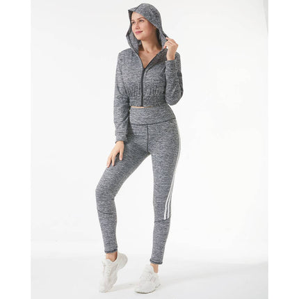 SPORTS YOGA STRIPE LEGGINGS: Grey