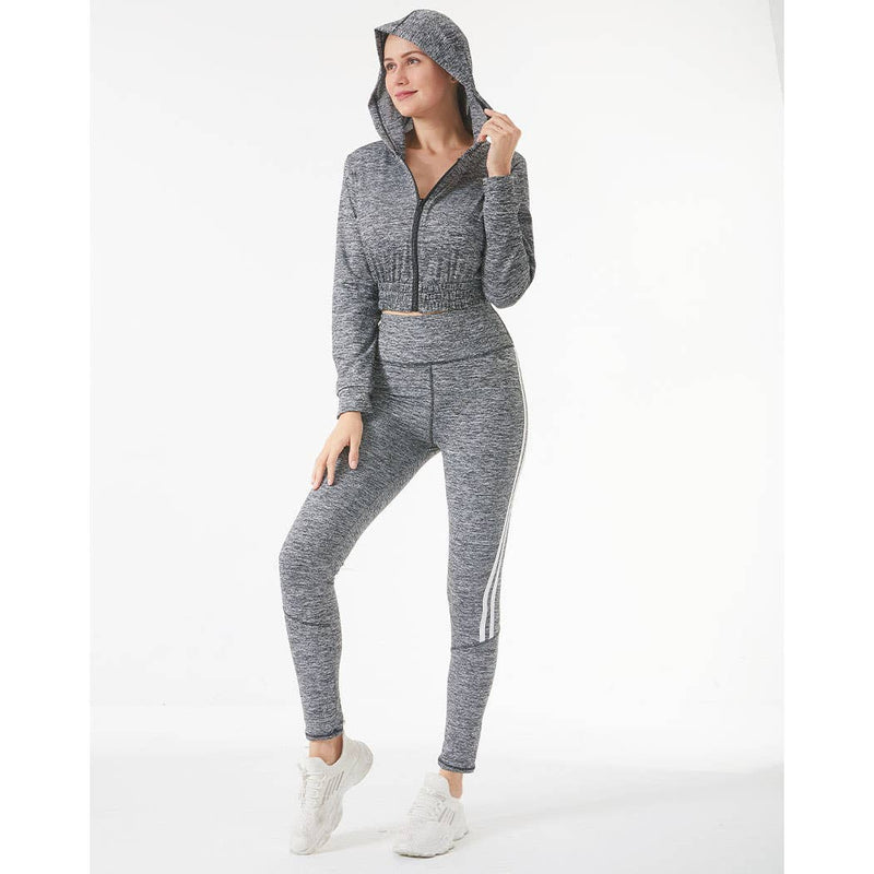 SPORTS YOGA STRIPE LEGGINGS: Grey