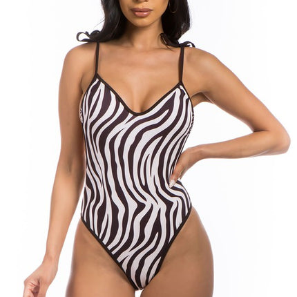 ONE-PIECE ZEBRA PRINT BATHING SUIT