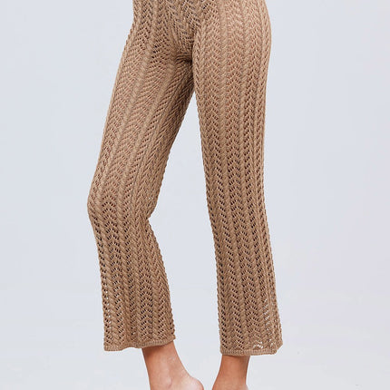 Flare Long Fishnet Sweater Pants