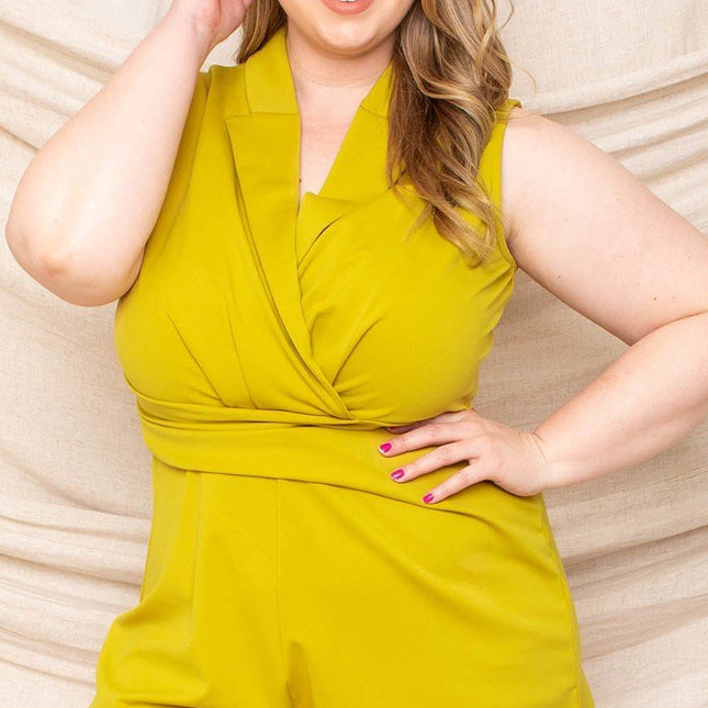 Collared Neck Plus Size Romper