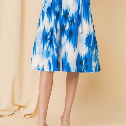 Self-buckle Belt Printed Skirt