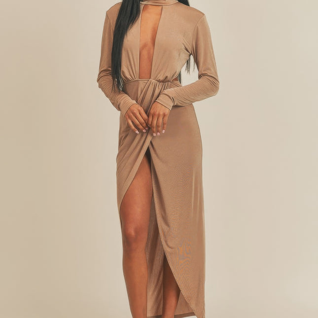 Pecan Brown Open Front Dress