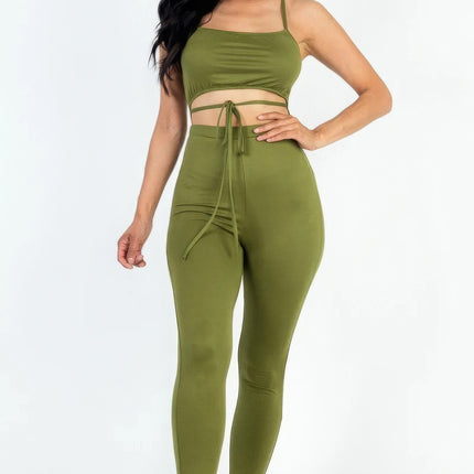 Solid Tie Front Cut Out Jumpsuit