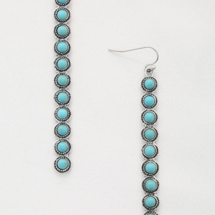 Rodeo Western Round Bead Pattern Metal Dangle Earring