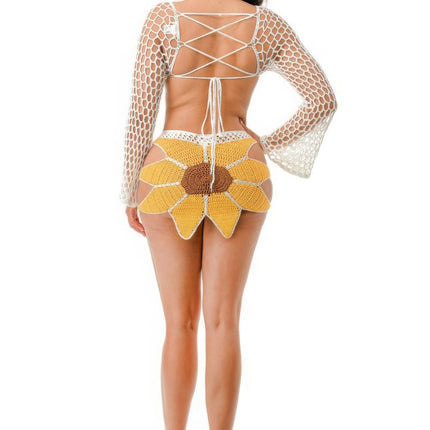 Crochet Skirt Set Sunflower
