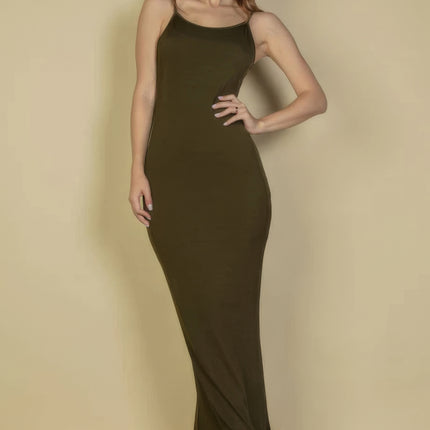 Ribbed Mermaid Hem Camisole Maxi Dress
