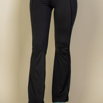 Wide waistband flare leg pants