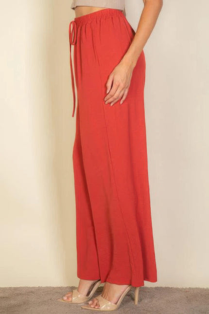 Drawstring Waist Wide Leg Minimalist Pants