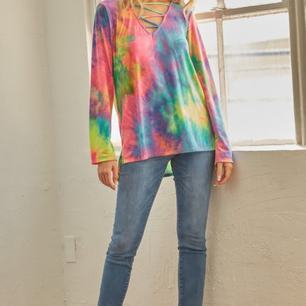 Tie-dye Cage Hi-low Top