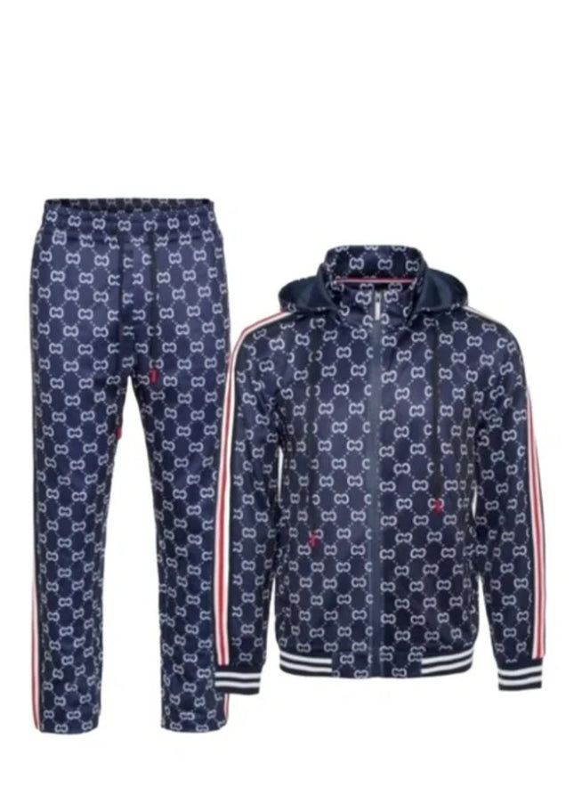 Men's blue double C's hooded tracksuit