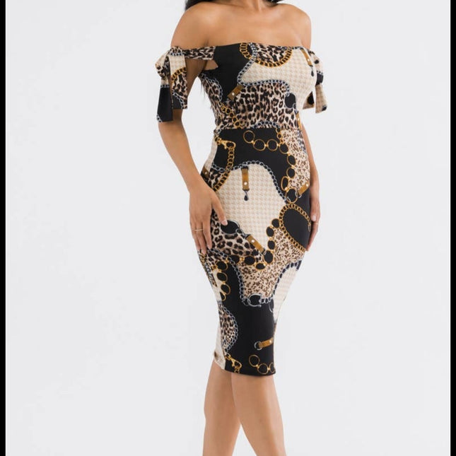 Off shoulder tie dress black