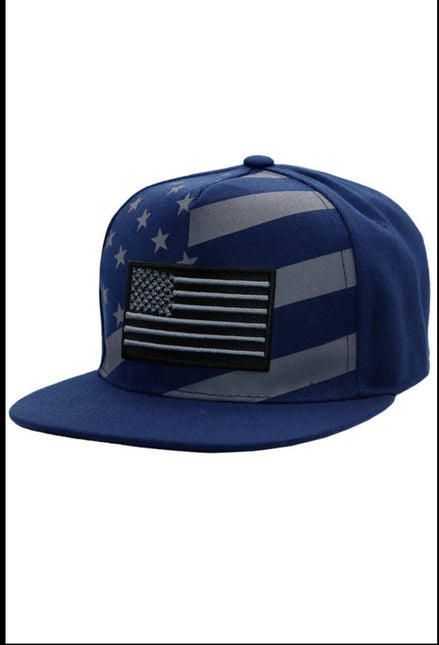 Navy Blue Monotone American Flag Panel Hat