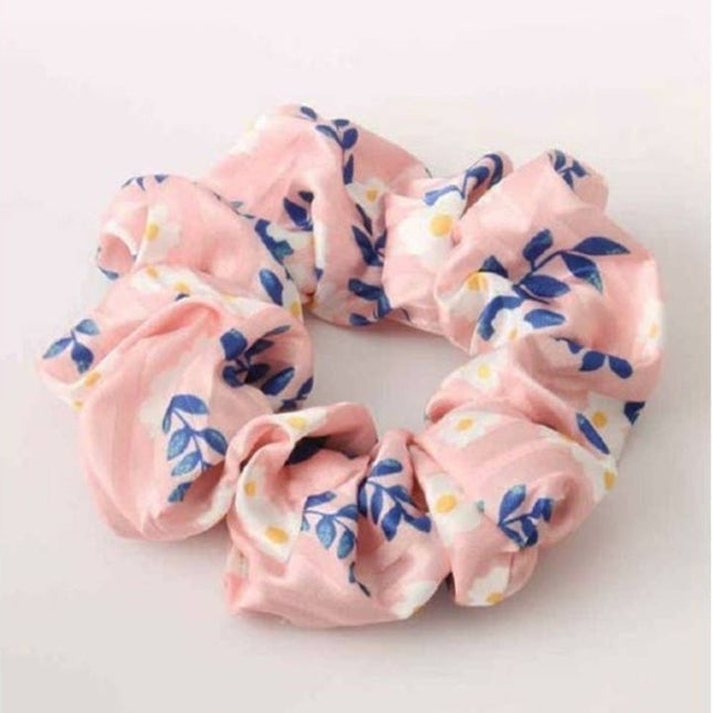 Satin leaf print scrunchie