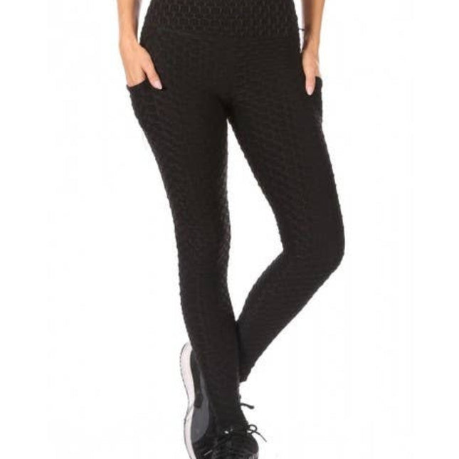High waist honeycomb textured sport leggings