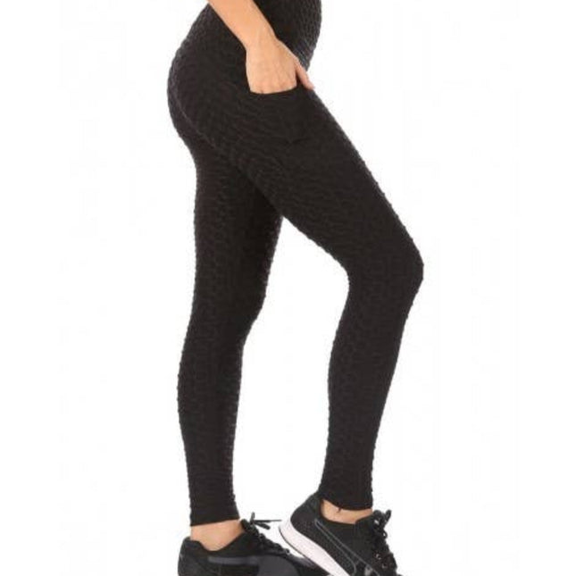 High waist honeycomb textured sport leggings