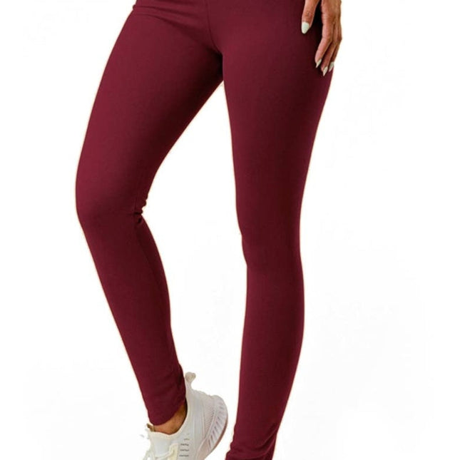 Burgundy fleece lined leggings