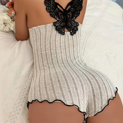 Butterfly lace cami romper