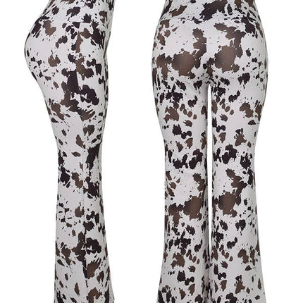 COW PRINT FLARE PANTS
