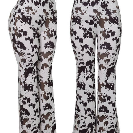 COW PRINT FLARE PANTS