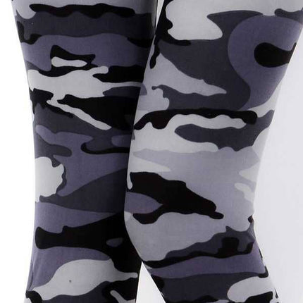 GREY CAMOUFLAGE PRINT LEGGINGS: GREY CAMO