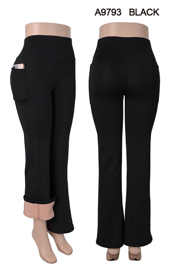 WINTER FLAIR PANTS FUR LINED W/ POCKETS: Black