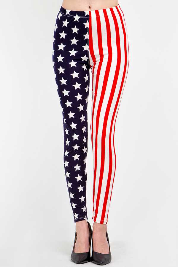 AMERICAN FLAG PRINT LEGGINGS: BLUE/RED