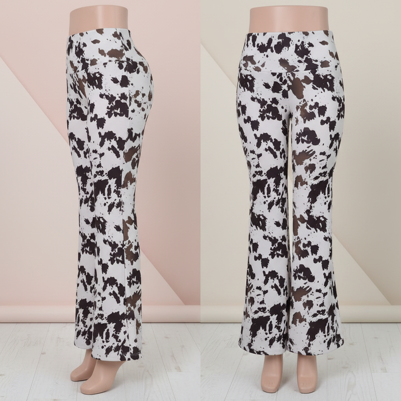 Cow Print Flare Pants