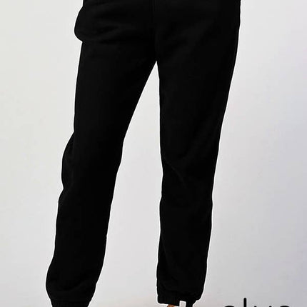 Soft Fleece Sweat Jogger Pants Plus Size: BLACK