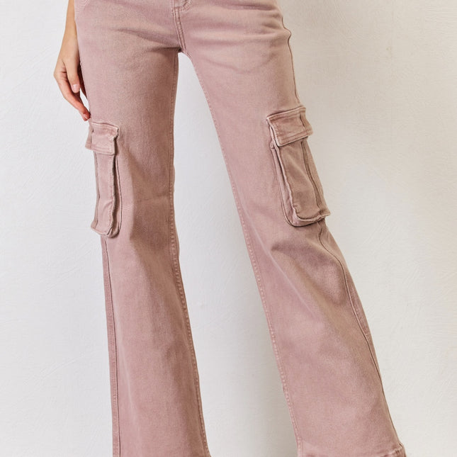 RISEN Full Size High Rise Cargo Wide Leg Jeans