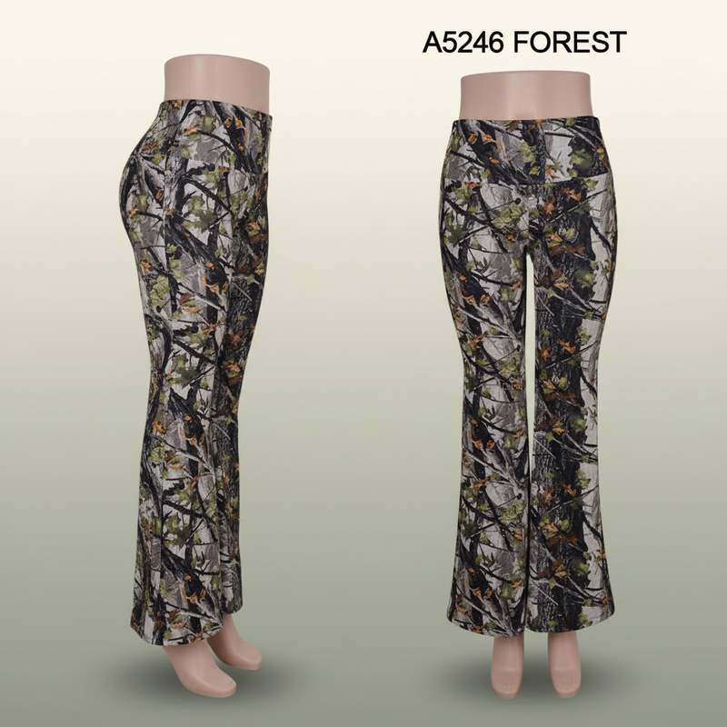 Forest Print Flare Pants