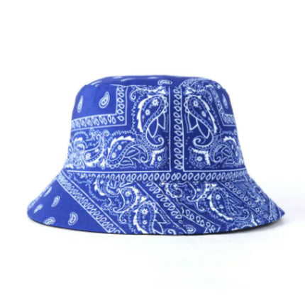 Blue paisley printed bucket hat