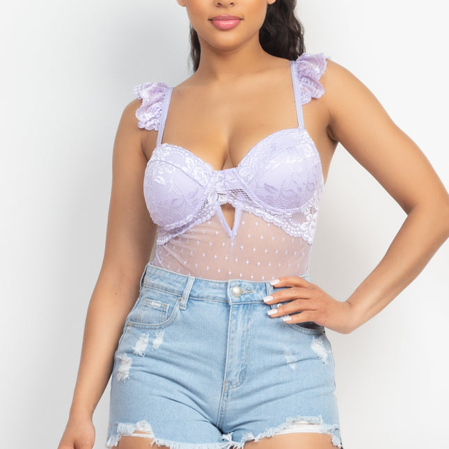 Sweetheart Cut-out Cami Ruffled Bodysuit
