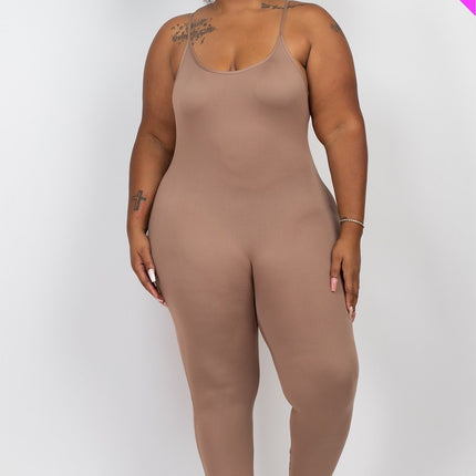 Plus Size Solid Bodycon Cami Jumpsuit