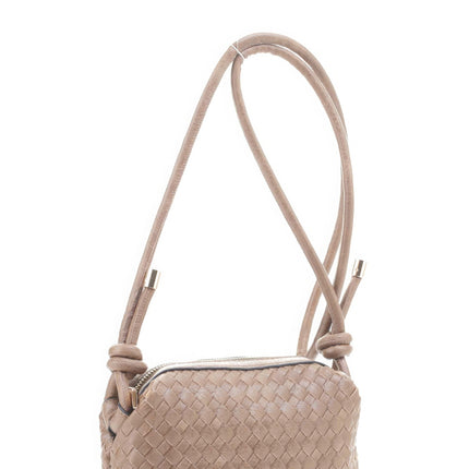Braid Texture Zipper Crossbody Bag