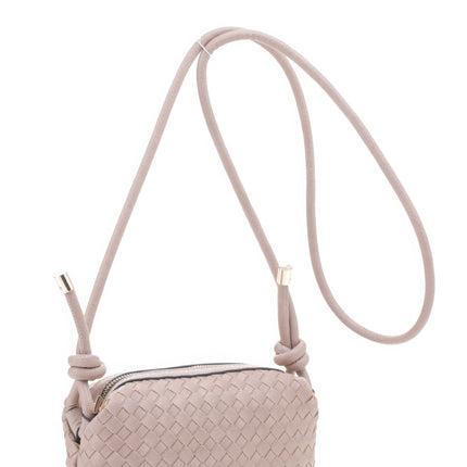 Braid Texture Zipper Crossbody Bag