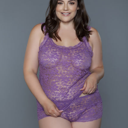 Tank Set With All Body Floral Lace Design 2 Pc