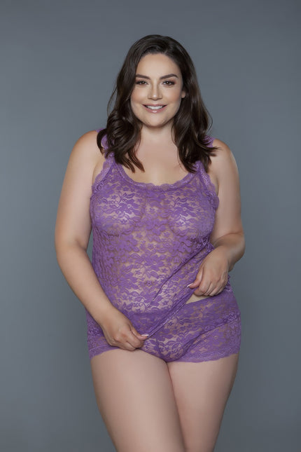 Tank Set With All Body Floral Lace Design 2 Pc