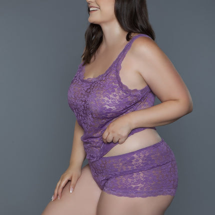 Tank Set With All Body Floral Lace Design 2 Pc